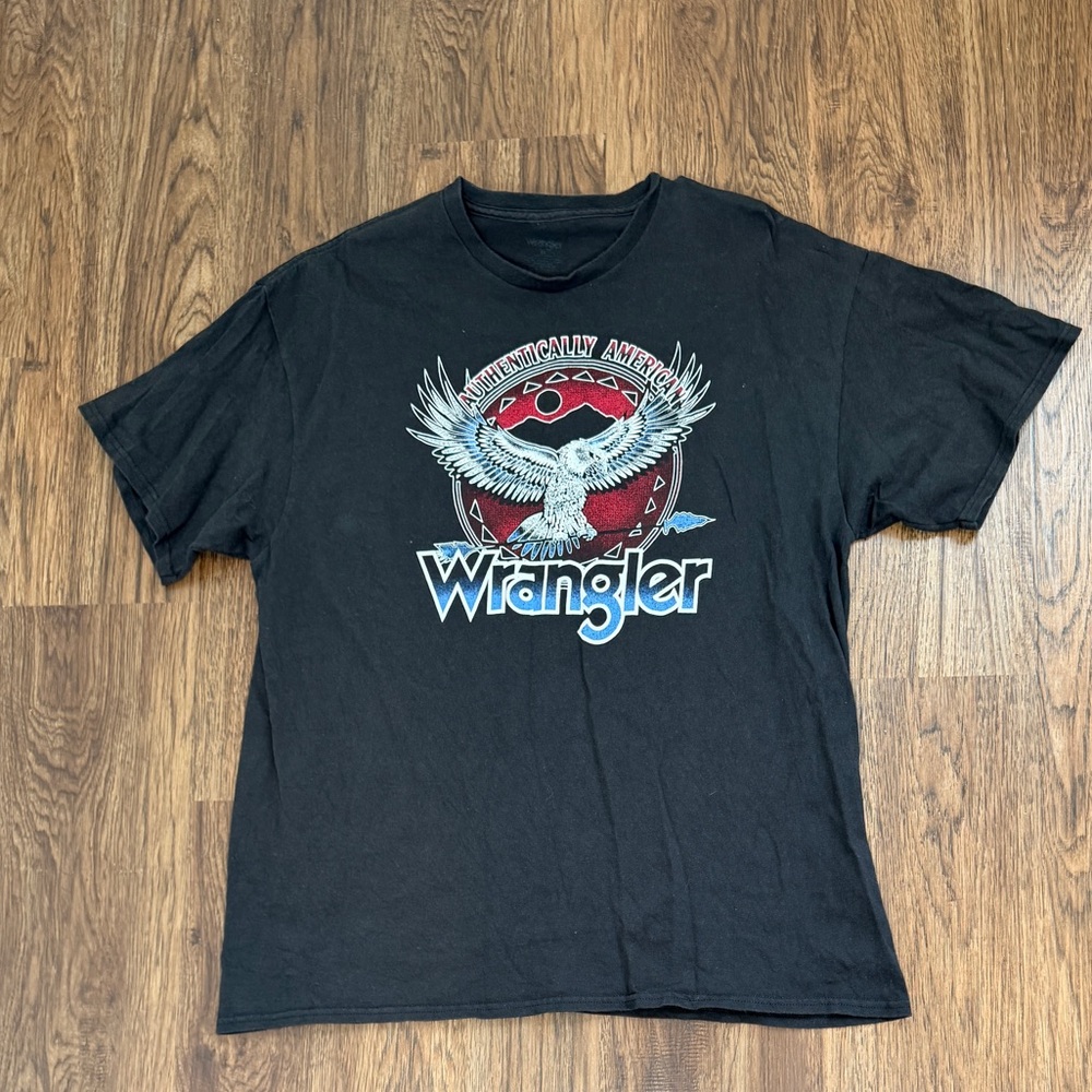 Wrangler Black Tee with Eagle Graphic